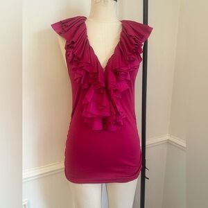 Ralph Lauren Raspberry cotton/silk blend Ruffled Blouse